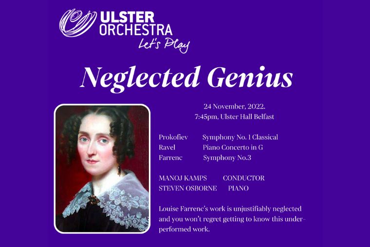 25% off tickets for the Ulster Orchestra Neglected Genius concert at the Ulster Hall