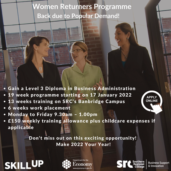 SRC's FREE Women Returners Programme - Coming to SRC's Banbridge Campus