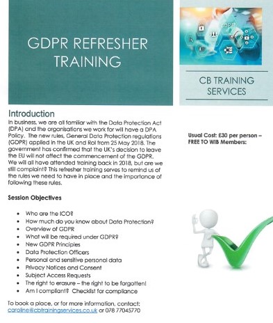 Free GDPR Refresher Training for WIB Members