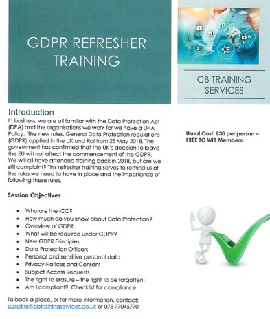 Free GDPR Refresher Training for WIB Members